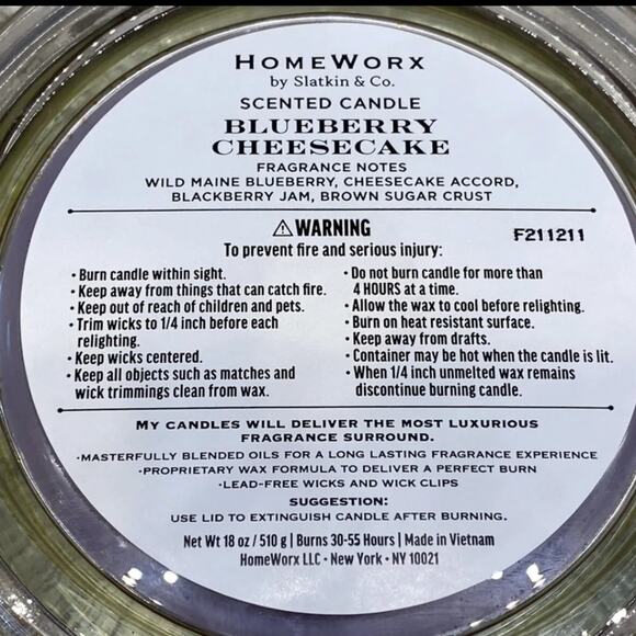 🆕 HomeWorx Blueberry Cheesecake 4 wick candle blogger fan favorite 18 oz - Picture 3 of 12